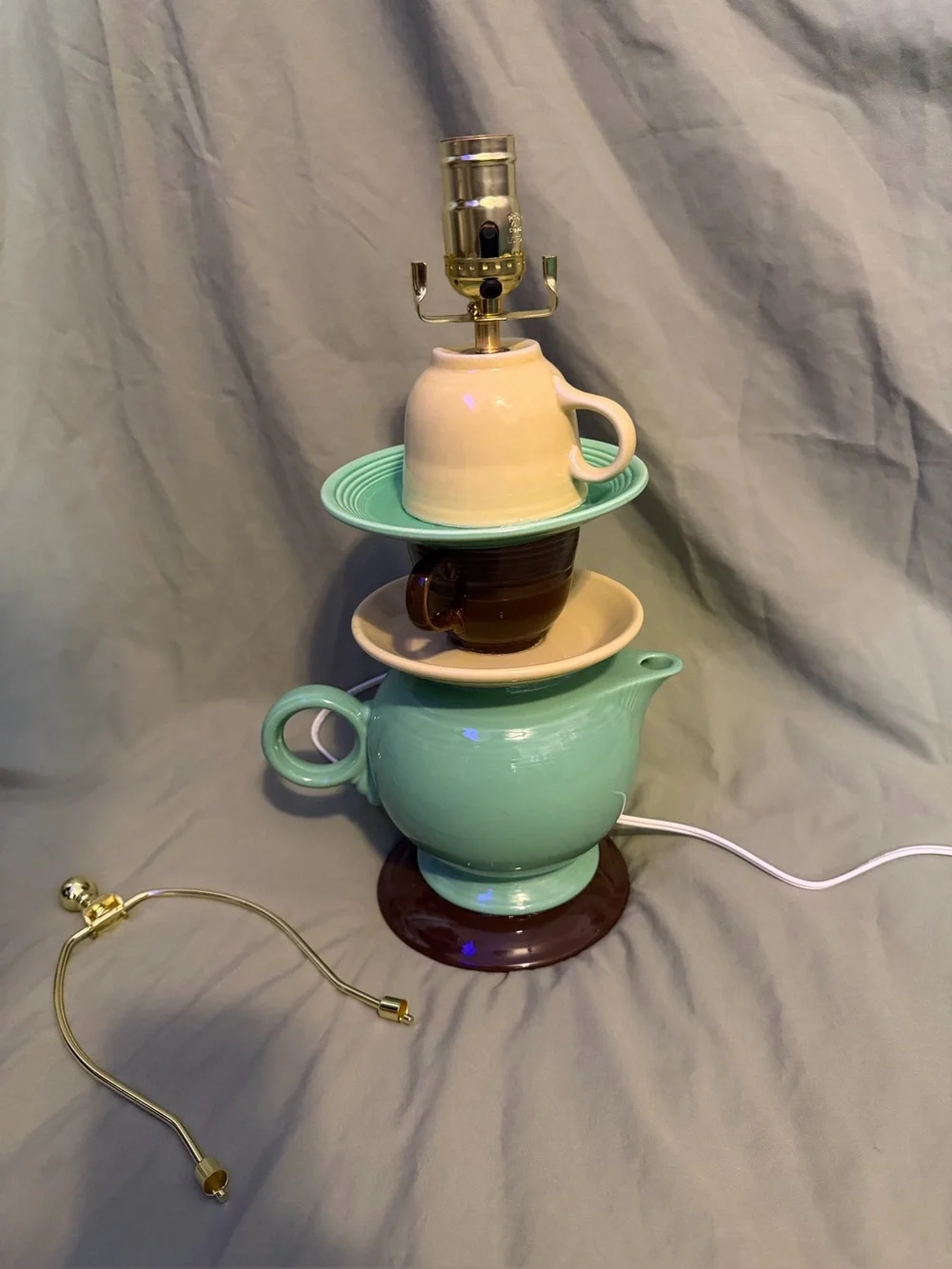 One-of-a-kind, handmade Fiestaware lamp
